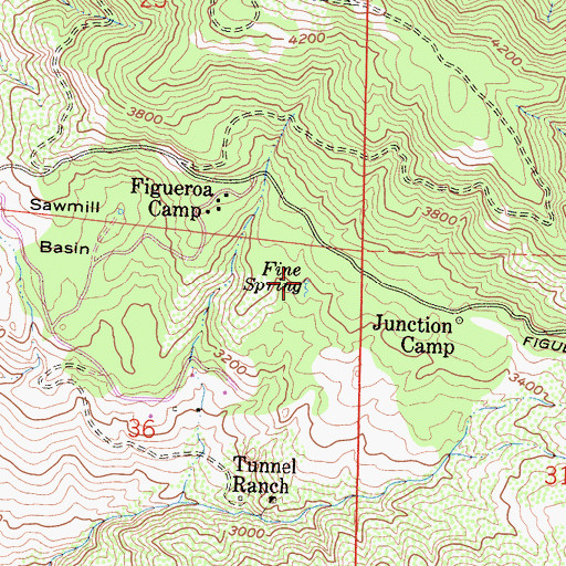 Topographic Map of Fine Spring, CA
