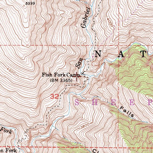 Topographic Map of Fish Fork Camp, CA