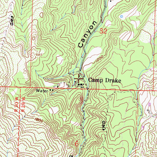 Topographic Map of Foot Trail, CA