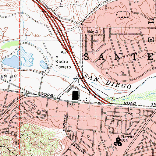 Topographic Map of Forester Creek, CA