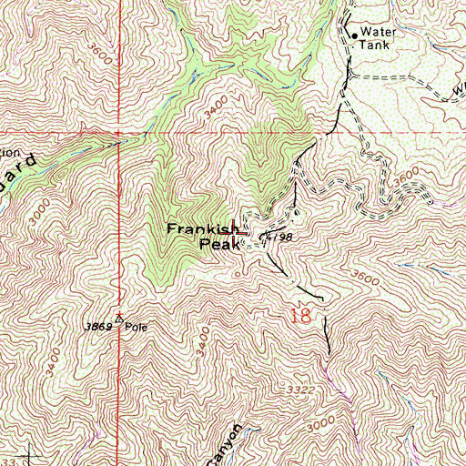 Topographic Map of Frankish Peak, CA