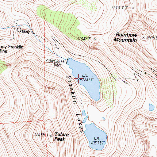 Topographic Map of Franklin Lakes, CA