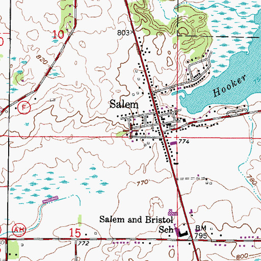 Topographic Map of Salem United Methodist Church, WI