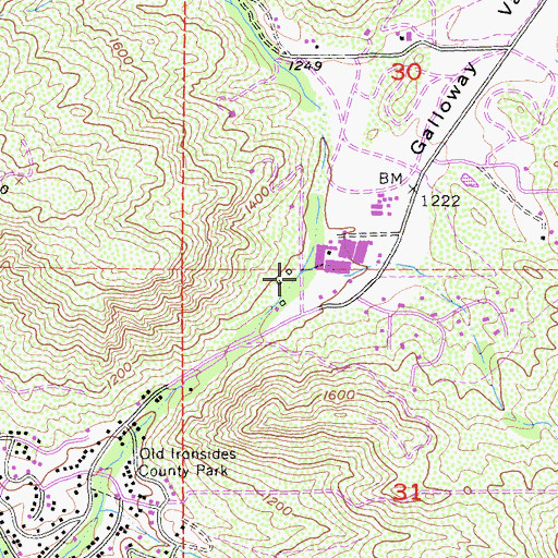 Topographic Map of Galloway Valley, CA
