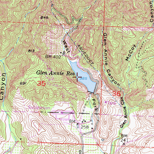 Topographic Map of Glen Annie Reservoir, CA