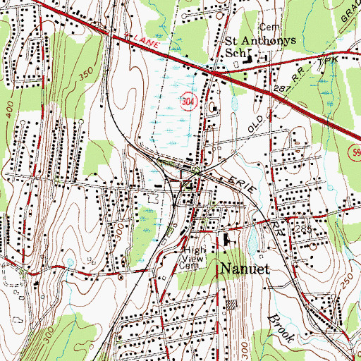 Topographic Map of Nanuet Post Office, NY