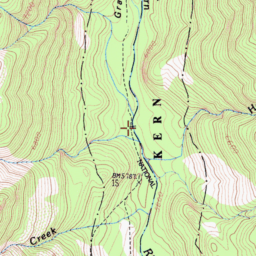 Topographic Map of Grasshopper Creek, CA