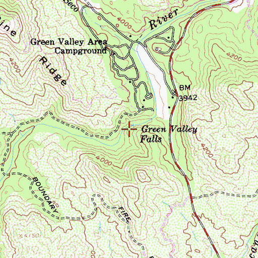 Topographic Map of Green Valley Falls, CA