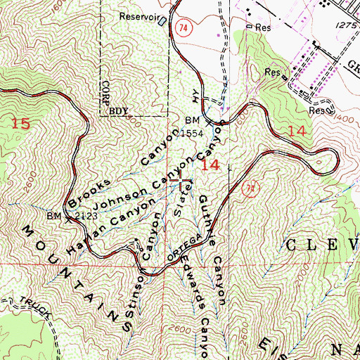 Topographic Map of Guthrie Canyon, CA