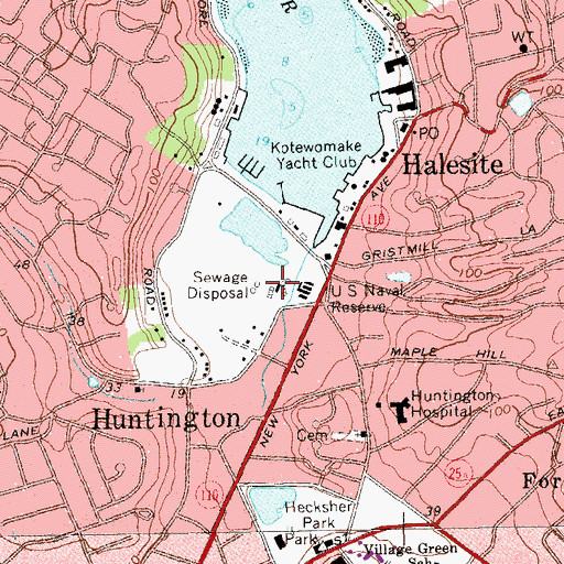 Topographic Map of Huntington Sewage Treatment Plant, NY