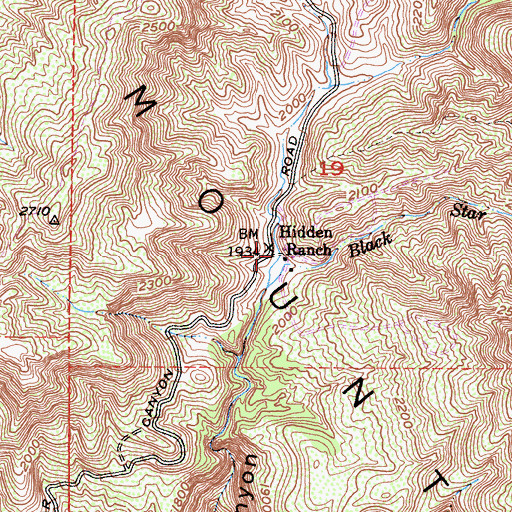Topographic Map of Hidden Ranch, CA