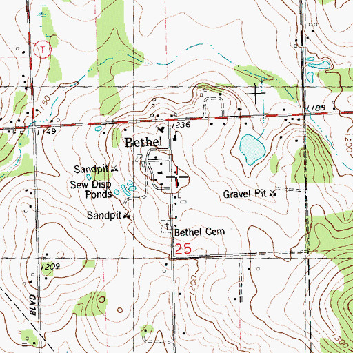 Topographic Map of Bethel Junior Academy, WI