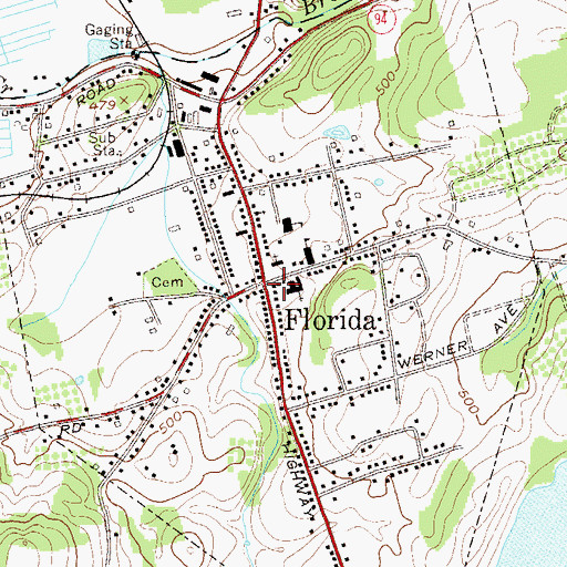 Topographic Map of Florida Volunteer Fire Department, NY