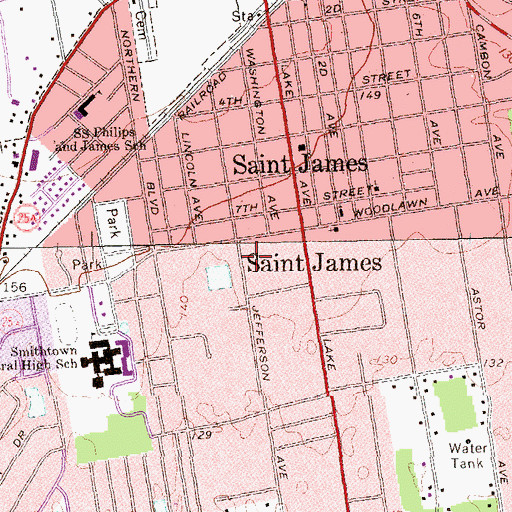 Topographic Map of Saint James Fire Department, NY
