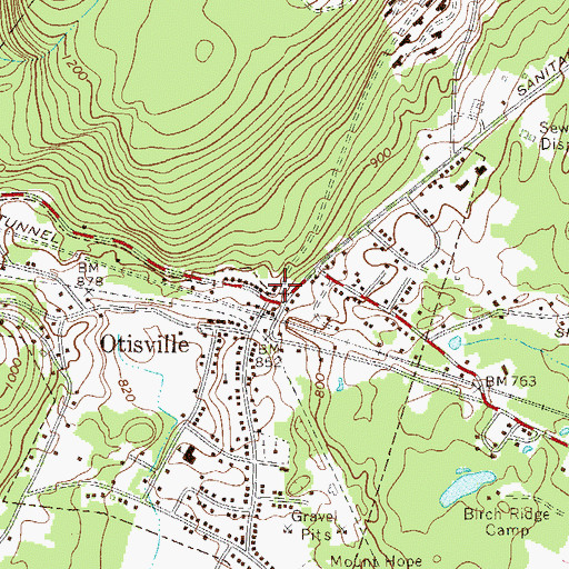 Topographic Map of Otisville Fire Department, NY