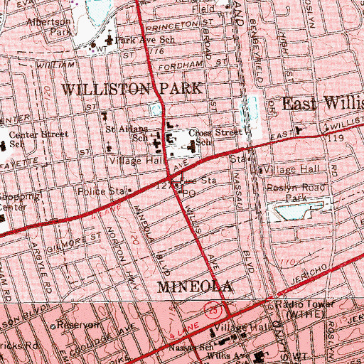 Topographic Map of Williston Park Fire Department, NY