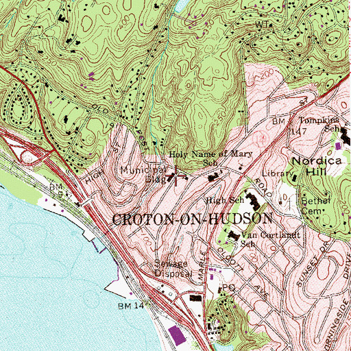 Topographic Map of Croton - on - Hudson Fire Department, NY
