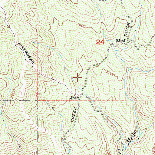 Topographic Map of Indian Creek Truck Trail, CA