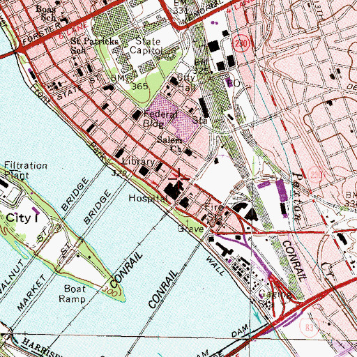 Topographic Map of Pinnacle Health Hospital Harrisburg Campus, PA