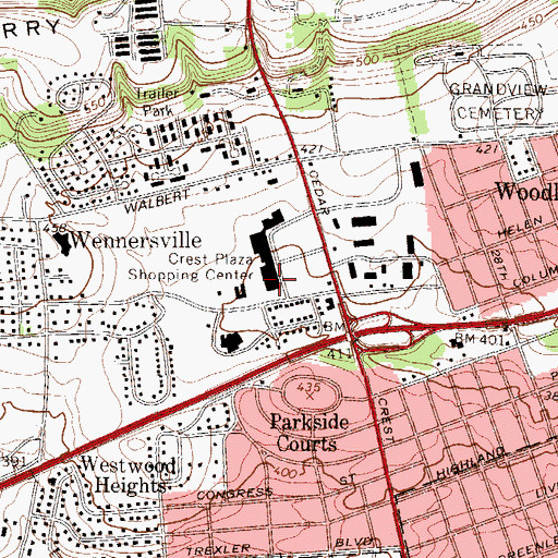 Topographic Map of Coordinated Health Hospital Allentown Campus, PA