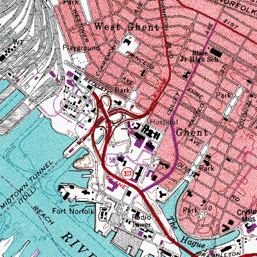 Topographic Map of Sentara Heart Hospital, VA