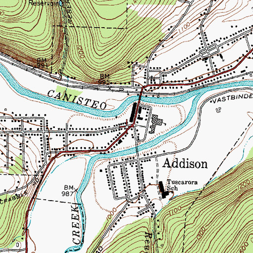 Topographic Map of Addison Volunteer Ambulance Corps, NY