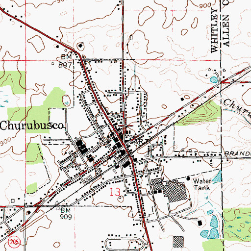 Topographic Map of Whitley County Emergency Medical Services, IN