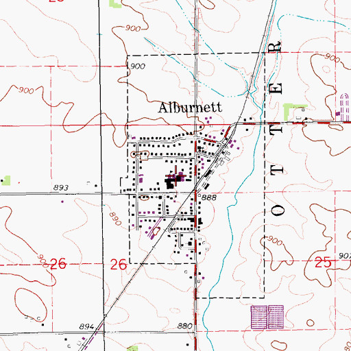 Topographic Map of Alburnett Senior High School, IA