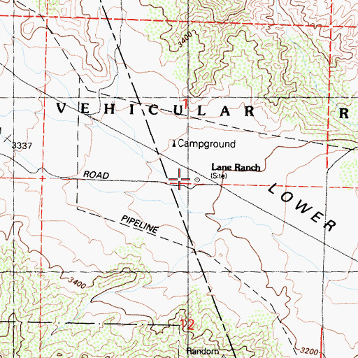 Topographic Map of Lane Ranch (historical), CA