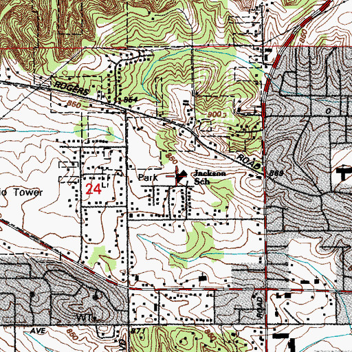 Topographic Map of Jackson Elementary School, IA