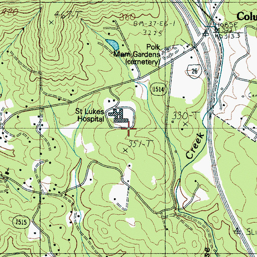 Topographic Map of Polk County Emergency Medical Services, NC