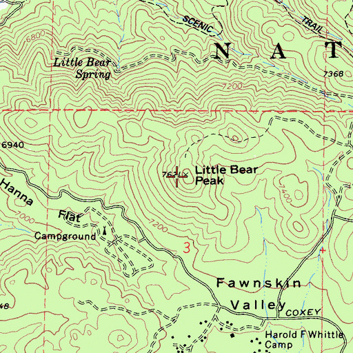 Topographic Map of Little Bear Peak, CA