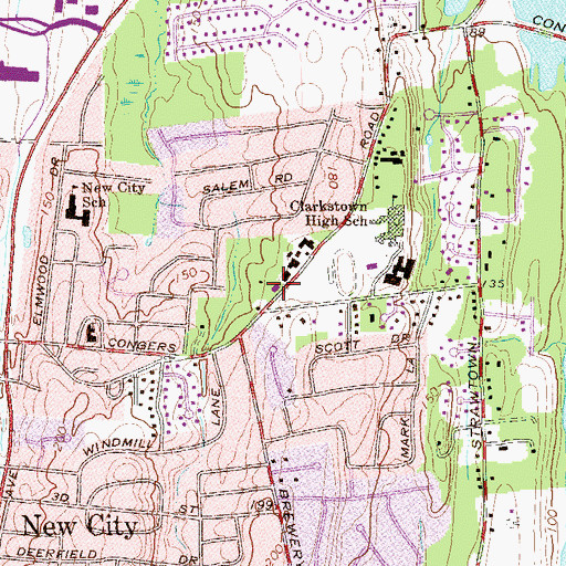 Topographic Map of New City Volunteer Ambulance Corps Rescue Squad, NY