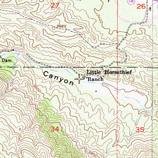 Topographic Map of Little Horsethief Ranch, CA