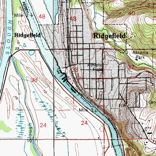 Topographic Map of Ridgefield Police Department, WA