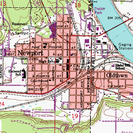 Topographic Map of Newport City Police Department, WA