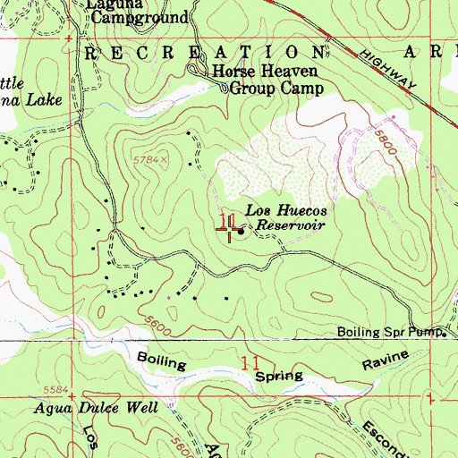Topographic Map of Los Huecos Reservoir, CA
