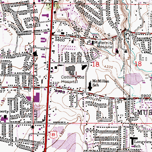 Topographic Map of The Orthopedic Specialty Hospital, UT