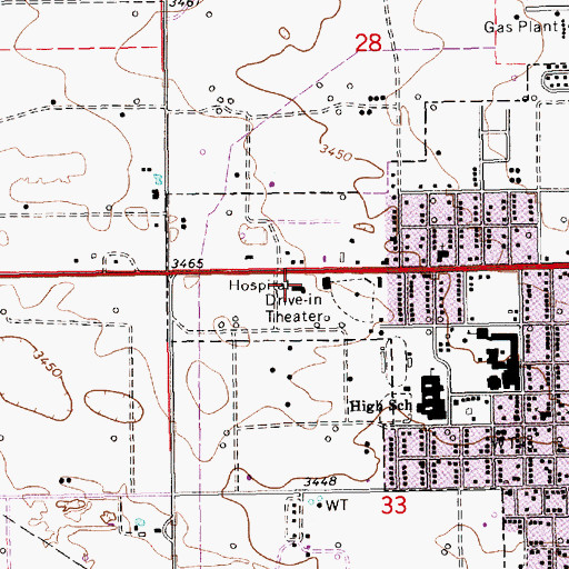 Topographic Map of Lea County Sheriff's Office Eunice, NM