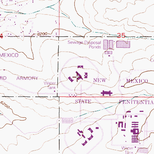 Topographic Map of Penitentiary of New Mexico Level VI Unit, NM