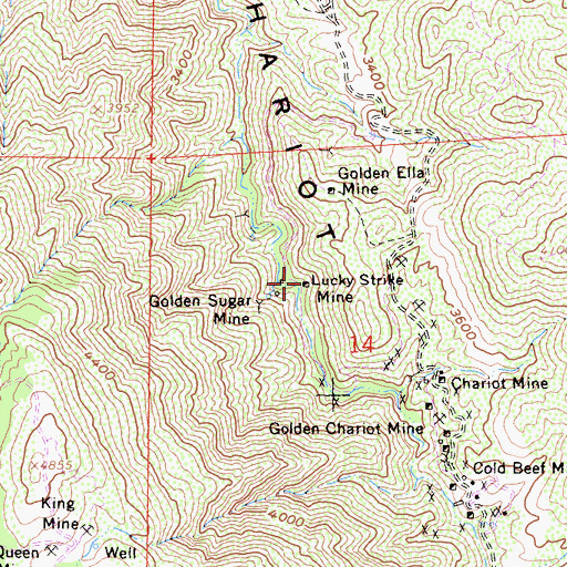 Topographic Map of Lucky Strike Mine, CA
