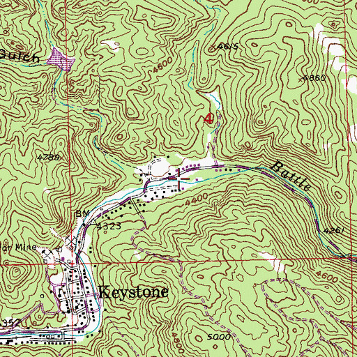 Topographic Map of Keystone Town Library, SD