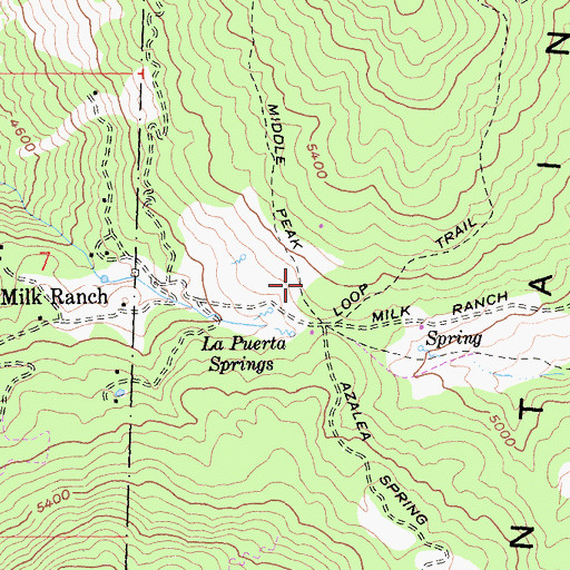 Topographic Map of Middle Peak Loop Trail, CA