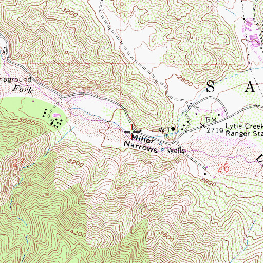 Topographic Map of Miller Narrows, CA