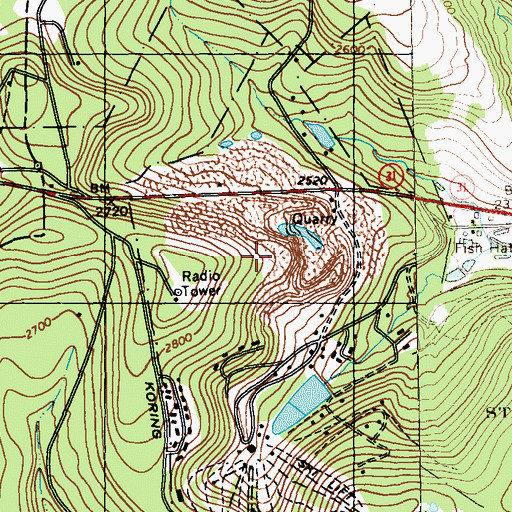 Topographic Map of Somerset Quarry, PA
