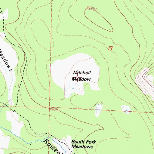 Topographic Map of Mitchell Meadow, CA