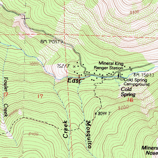 Topographic Map of Mosquito Creek, CA