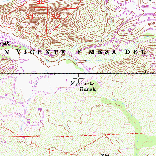 Topographic Map of Mykrantz Ranch, CA