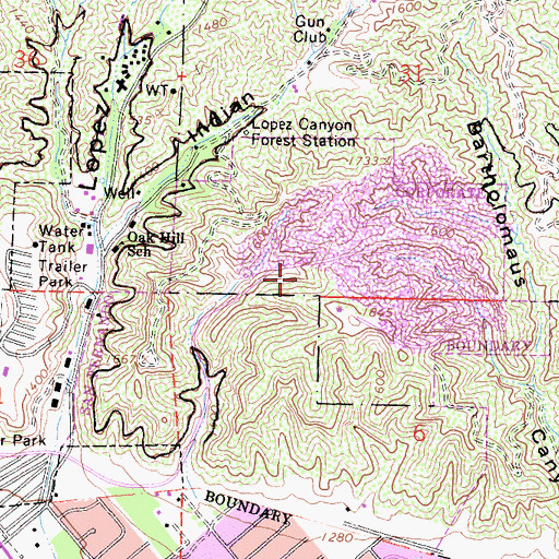 Topographic Map of Lopez Canyon Landfill, CA
