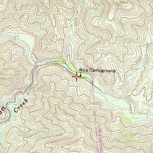Topographic Map of Nira Campground, CA